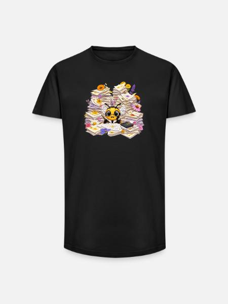 Bürochaos-Biene im Papierwald - Long Fit Männer T-Shirt - Schwarz