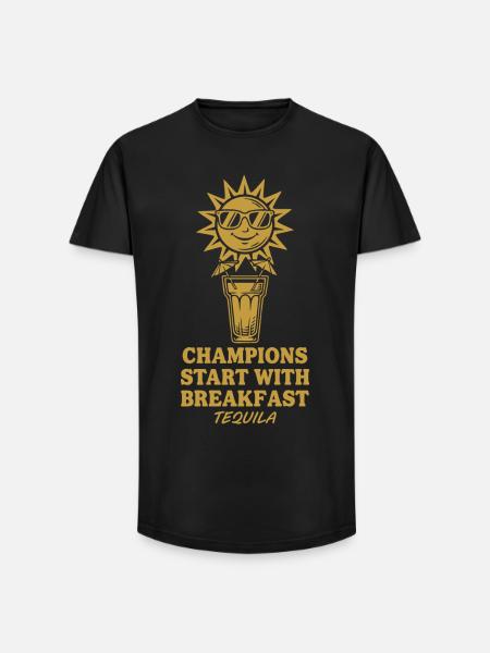 Champions Start With Breakfast Tequila - Long Fit Men's T-Shirt - black