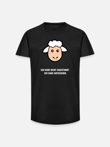 Lamm: Aufgeben statt Zustimmen - Long Fit Männer T-Shirt - Schwarz