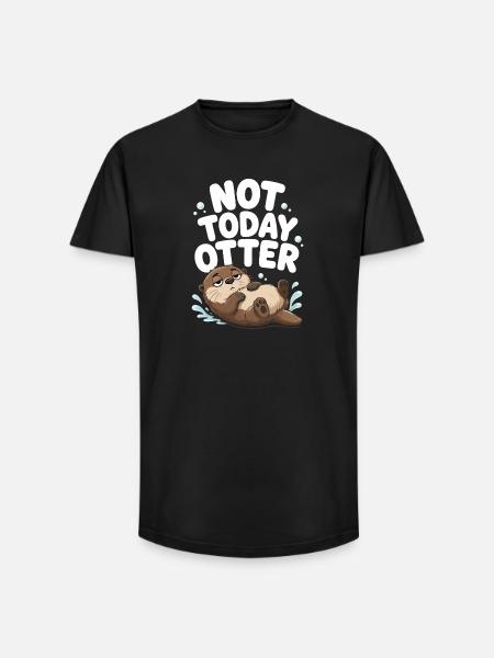 Not Today Otter Funny Grumpy Lazy - Long Fit Men's T-Shirt - black