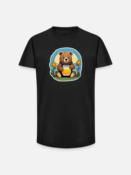 Teddybär mit einem Honigglas - Long Fit Männer T-Shirt - Schwarz