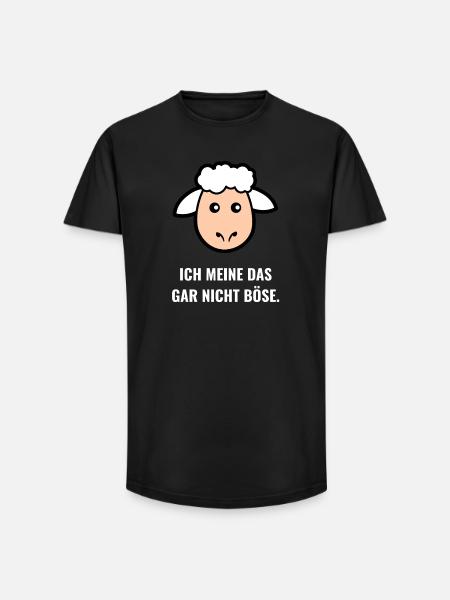 Lamm Cartoon Spruch Shirt - Long Fit Männer T-Shirt - Schwarz