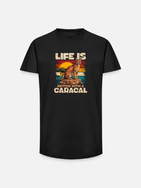 Life is better with a caracal. - Long Fit Men's T-Shirt - black