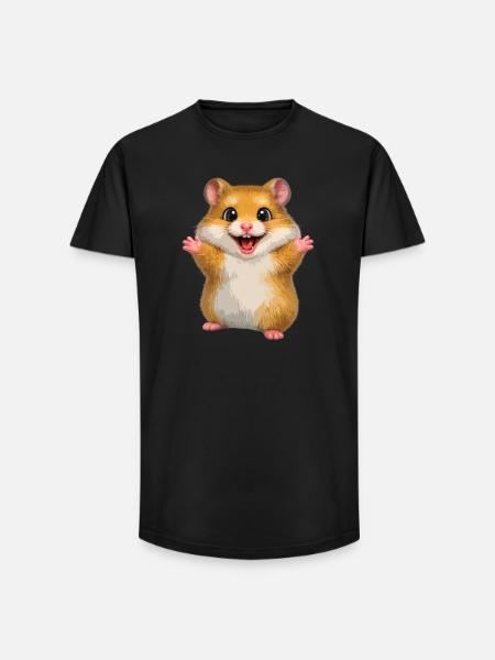 Hamster doré - T-shirt coupe longue homme - noir