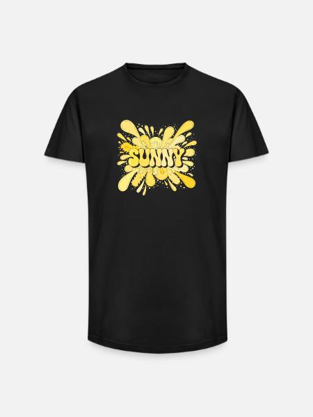 SONNIGGELBE Sommer-Spritzexplosion - Long Fit Männer T-Shirt - Schwarz
