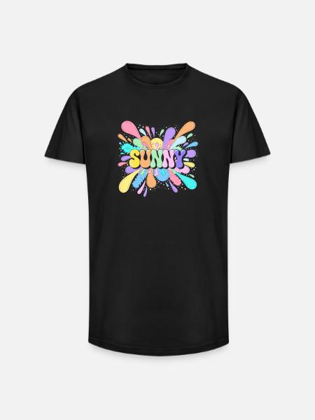 Sunny Splash Farbausbruch - Long Fit Männer T-Shirt - Schwarz
