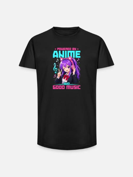 Anime and Music Chibi - Long Fit Men's T-Shirt - black