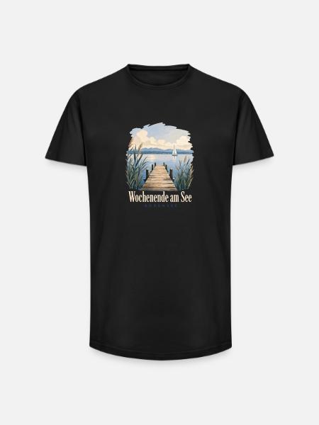 Wochenende am See, Bodensee Uferkind Heimatmotiv - Long Fit Men's T-Shirt - black