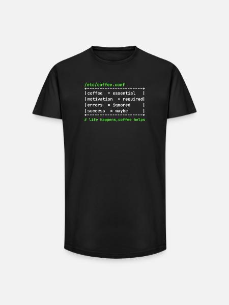 Coffee Config – Developer Kaffee Design - Long Fit Männer T-Shirt - Schwarz