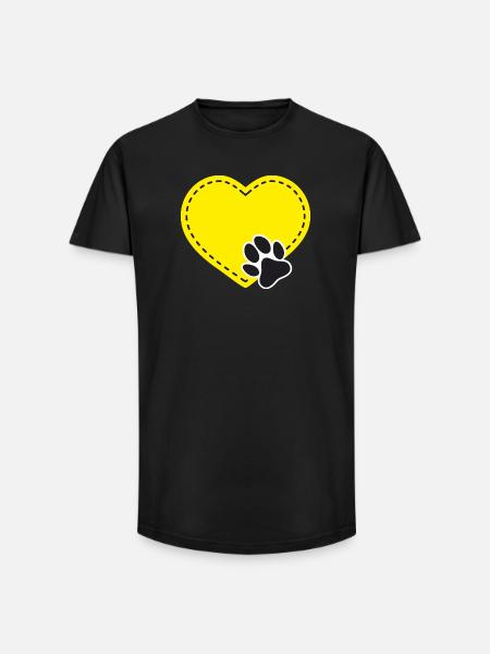 Customizable yellow heart with dog paw - Long Fit Men's T-Shirt - black