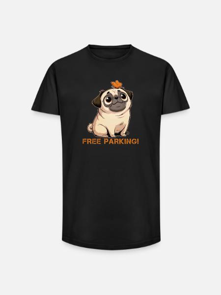 Lustiger Mops Free Parking - Long Fit Männer T-Shirt - Schwarz