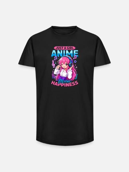 Anime et musique Chibi - T-shirt coupe longue homme - noir