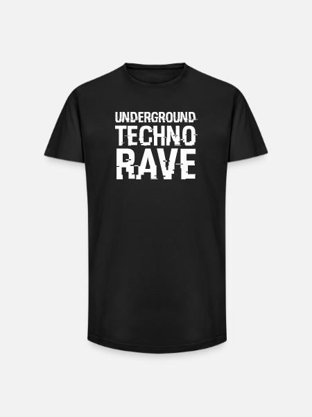 Underground Techno Rave-Schriftart - Long Fit Männer T-Shirt - Schwarz