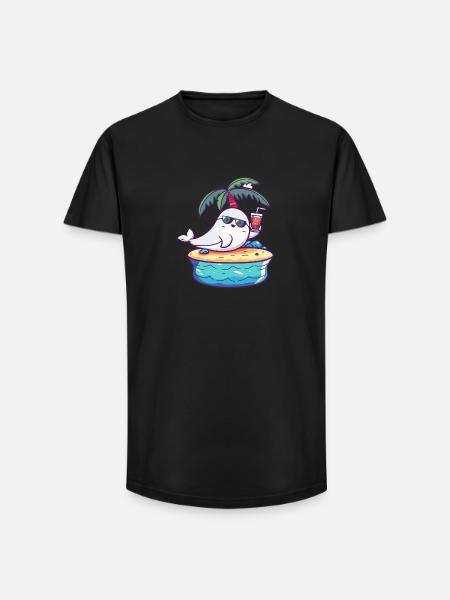 Wal Sommer Urlaub - Long Fit Männer T-Shirt - Schwarz