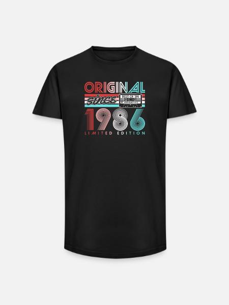 Vintage 1986 Vintage Retro Birthday Gift - Long Fit Men's T-Shirt - black