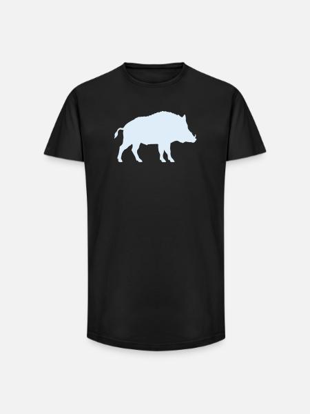 Blue Wild Boar Silhouette - Long Fit Men's T-Shirt - black