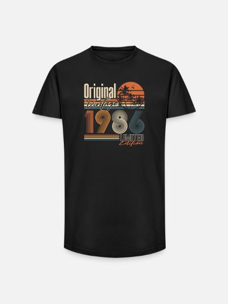 Vintage 1986 Vintage Retro Birthday Gift - Long Fit Men's T-Shirt - black