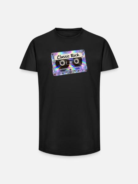 Classic Rock Retro Music Cassette - Long Fit Men's T-Shirt - black