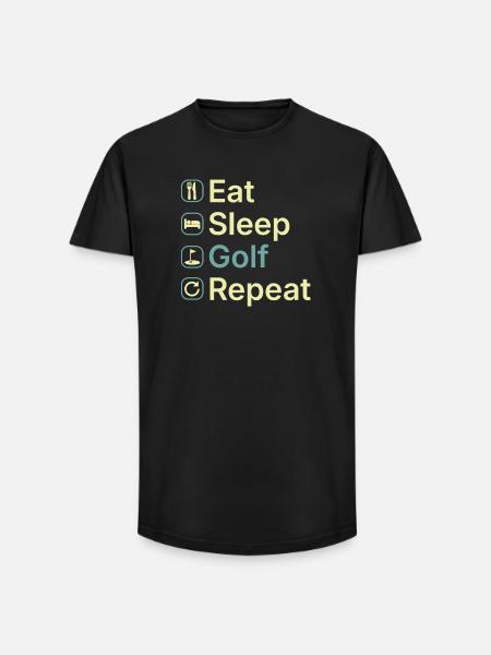 Spis, sov, golf, gentag sjov golfspillergave. - Long fit herre T-shirt - sort
