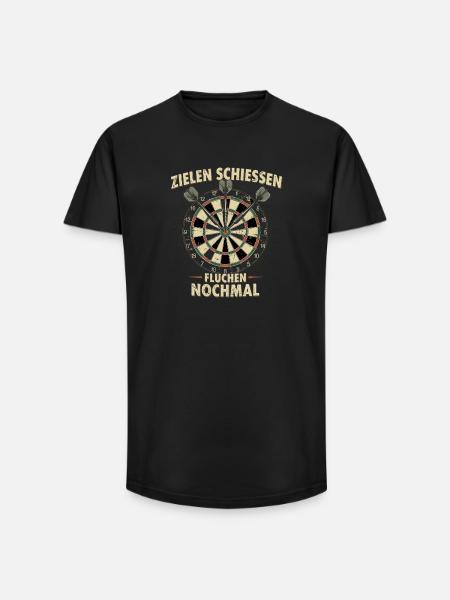 Zielen Schießen Fluchen Dartsspaß - Long Fit Männer T-Shirt - Schwarz