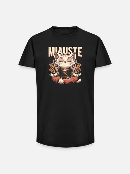 Yoga Katze Miauste Namaste Meditation - Long Fit Männer T-Shirt - Schwarz