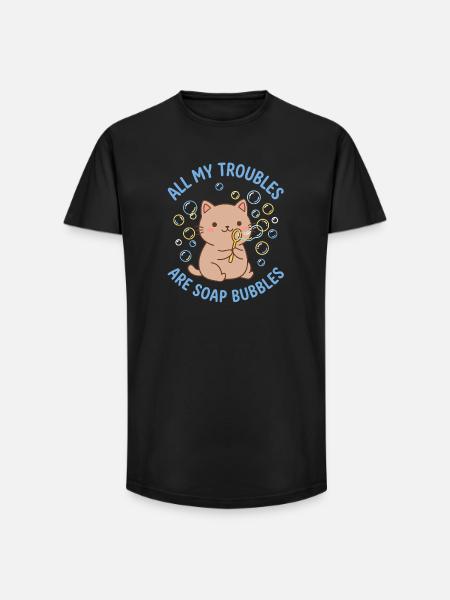 All My Troubles Are Soap Bubbles - Long Fit Men's T-Shirt - black