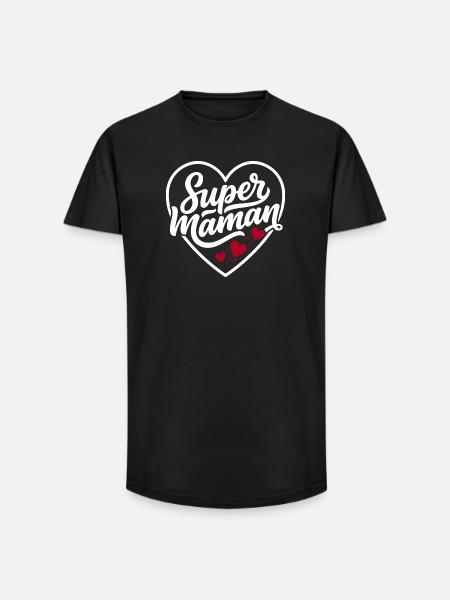 Super Mom Heart Gift Mother's Day - Long Fit Men's T-Shirt - black