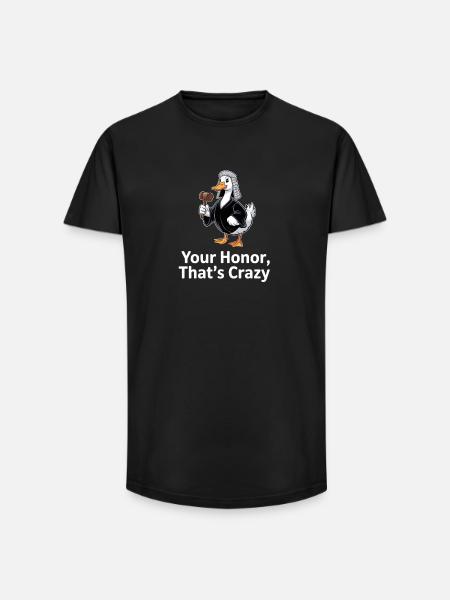 Edelachtbare, dat is gek, grappig rechter Duck Jura - Heren T-shirt met lange pasvorm - zwart