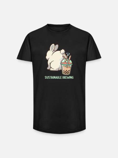 Cute Bunny Funny Boba Bubble Tea - Long Fit Men's T-Shirt - black