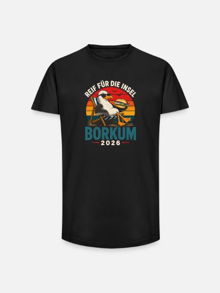 Borkum Insel Relax 2026 - Long Fit Männer T-Shirt - Schwarz