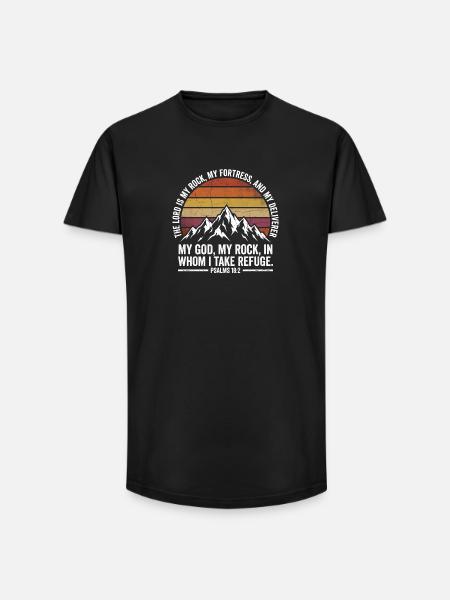 Mon Rocher - Psaume 18:2 - Design rétro Berge - T-shirt coupe longue homme - noir