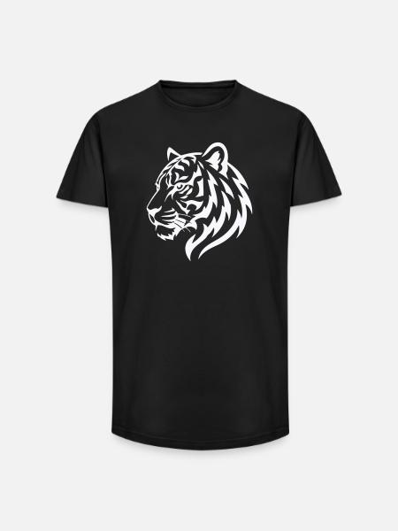 Tiger Line Head Silhouette Powerful - Long Fit Men's T-Shirt - black