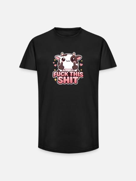 Cow Fuck This Shit - Long Fit Men's T-Shirt - black