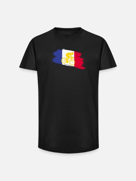 France Flag with Bicycle – Cycling Design - Long Fit Men's T-Shirt - black