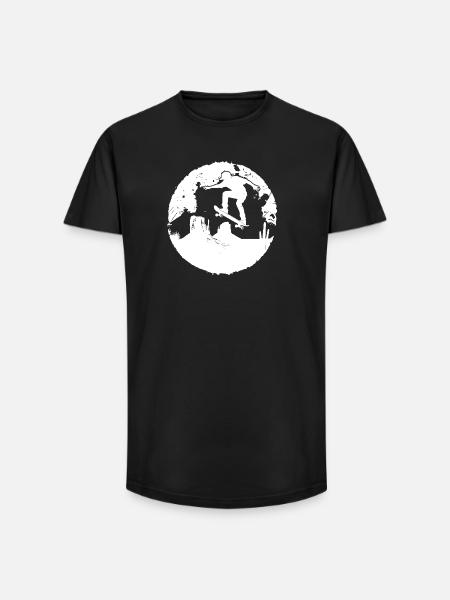 Skateboarder Drawing - Long Fit Men's T-Shirt - black