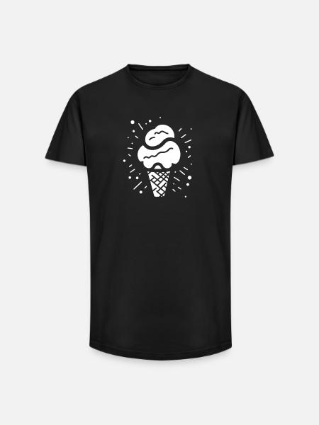 Eistüte Zeichnung - Long Fit Männer T-Shirt - Schwarz