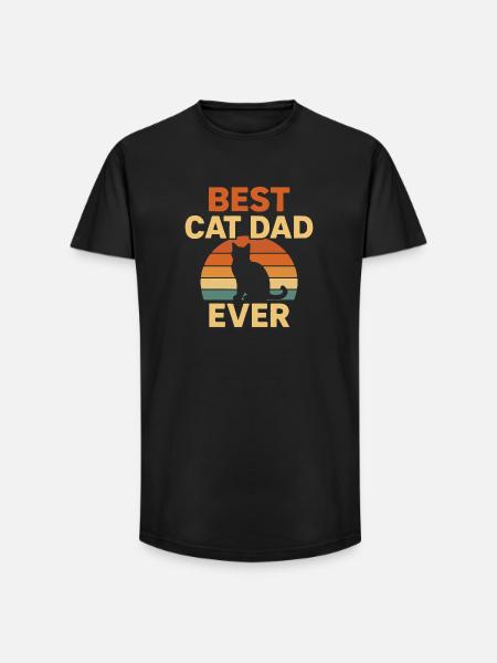 Best Cat Dad - Long Fit Men's T-Shirt - black
