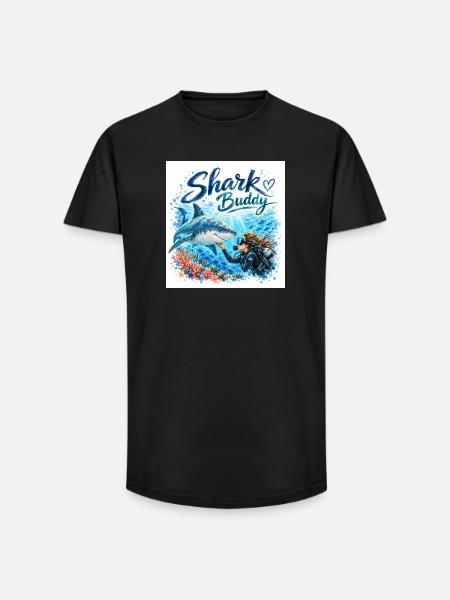 Shark Buddy Underwater Friend - Long Fit Men's T-Shirt - black