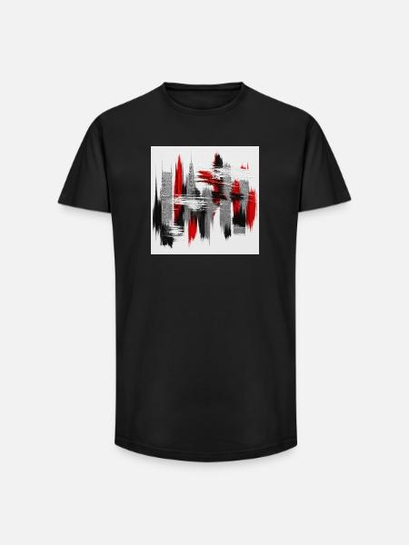 Abstraction Rouge Noir Gris - T-shirt coupe longue homme - noir