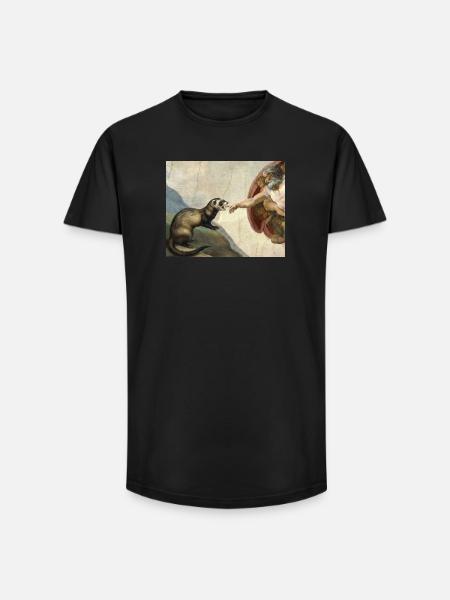 Frettchen Schlägt Gottes Hand Frettchen meme - Long Fit Männer T-Shirt - Schwarz