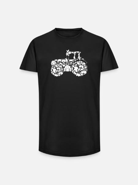 Tractor Silhouette - Long Fit Men's T-Shirt - black
