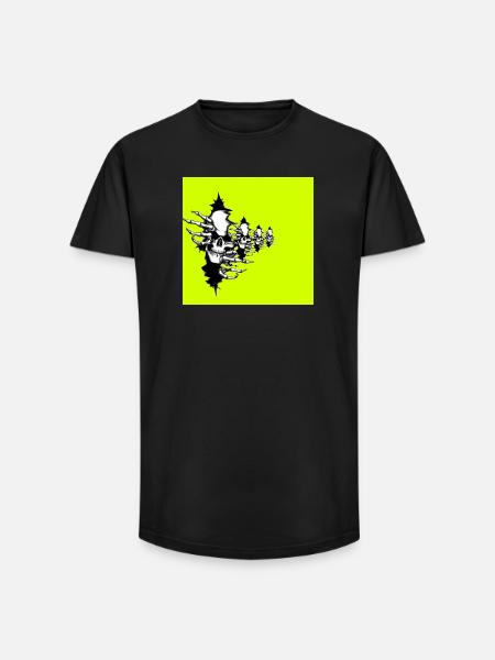 Collier squelette jaune fluo - T-shirt coupe longue homme - noir
