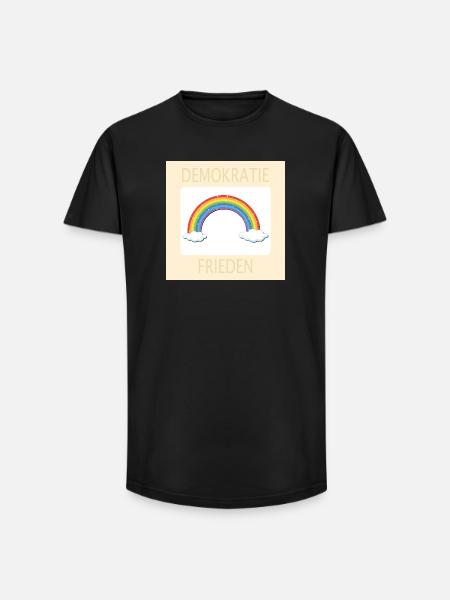 DEMOKRATIE REGENBOGEN FRIEDEN - Long Fit Männer T-Shirt - Schwarz