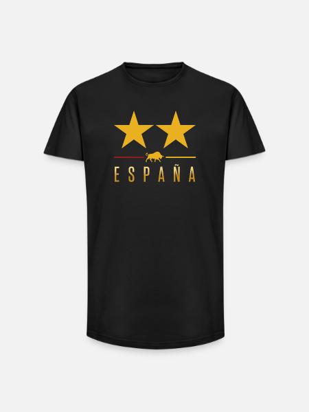 Spanien Zweiter Stern Fußball - Long Fit Männer T-Shirt - Schwarz
