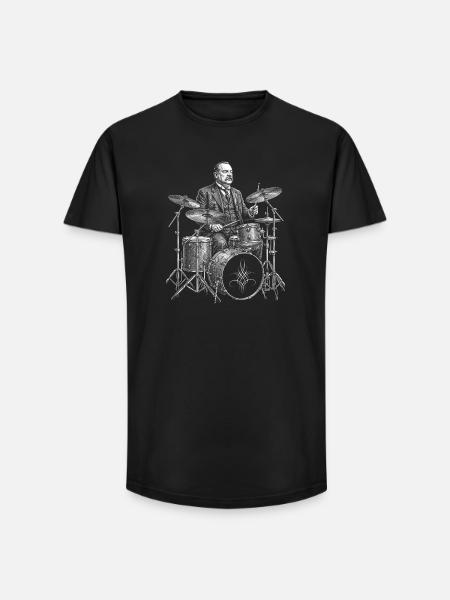 Grover Cleveland spielt Schlagzeug - Long Fit Männer T-Shirt - Schwarz