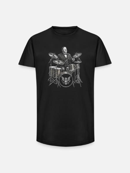 William Howard Taft plays drums - Long Fit Men's T-Shirt - black