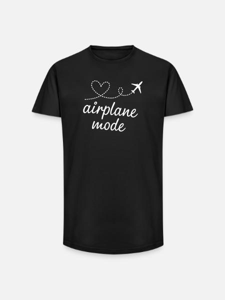 Mode Avion Heartline - T-shirt coupe longue homme - noir
