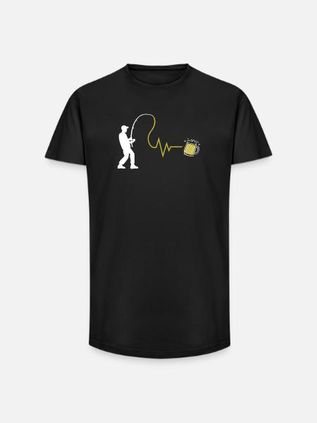 Angler's heart and after-work beer - Long Fit Men's T-Shirt - black