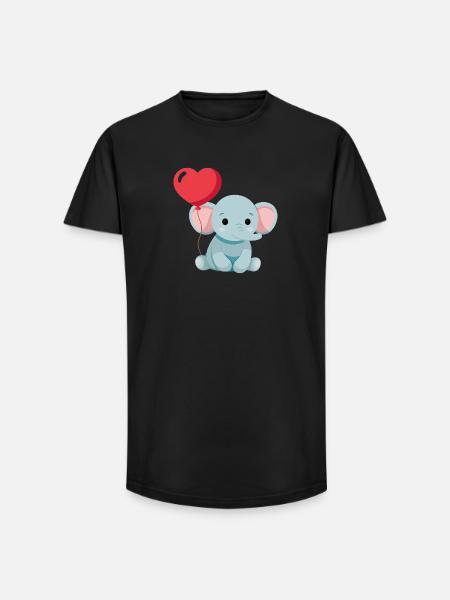 Petit éléphant mignon - T-shirt coupe longue homme - noir