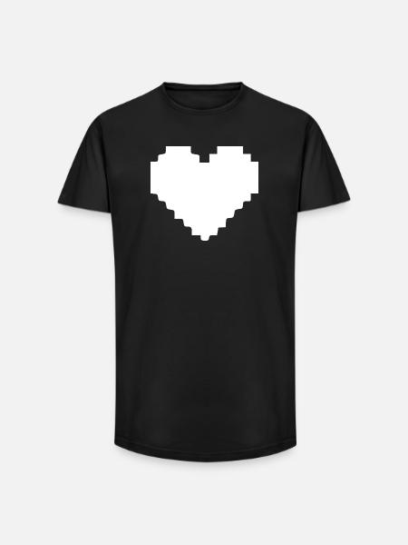 White Heart White Pixel Heart Gift - Long Fit Men's T-Shirt - black